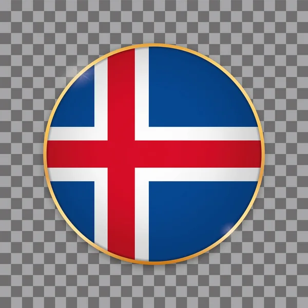 アイスランドの国旗が付いた丸いボタンバナーのベクトルイラスト — ストックベクタ