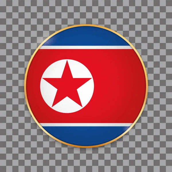 Vector Illustration Button Banner Country Flag North Korea — 스톡 벡터