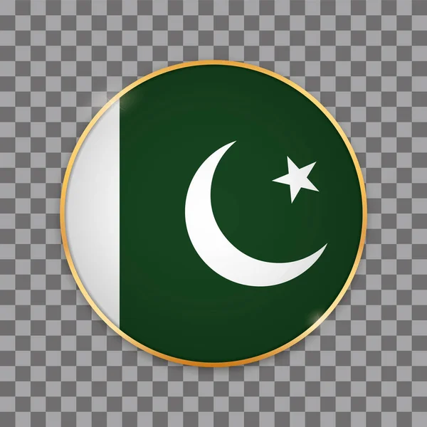 Illustration Vectorielle Bannière Bouton Rond Avec Drapeau Pakistan — Image vectorielle