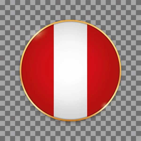 Ilustração Vetorial Banner Botão Redondo Com Bandeira País Peru — Vetor de Stock