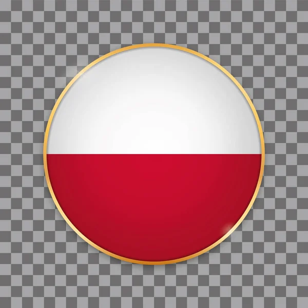 Ilustração Vetorial Banner Botão Redondo Com Bandeira País Polônia — Vetor de Stock