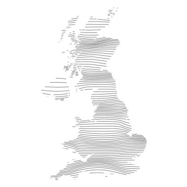 Birleşik Krallık 'ın soyut haritası - çizgili haritanın vektör çizimi