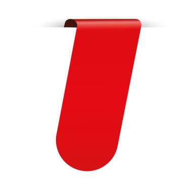 Beyaz arkaplanda kırmızı etiket yer imi pankartının basit vektör illüstrasyonu