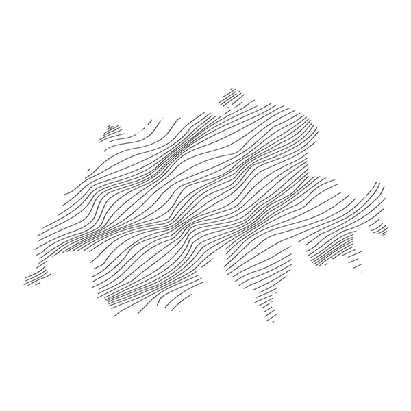 Abstract Map Switzerland Vector Illustration Striped Map — Image vectorielle