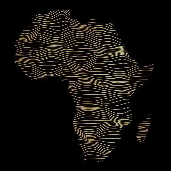 Mapa Abstrato África Ilustração Vetorial Mapa Colorido Ouro Listrado — Vetor de Stock