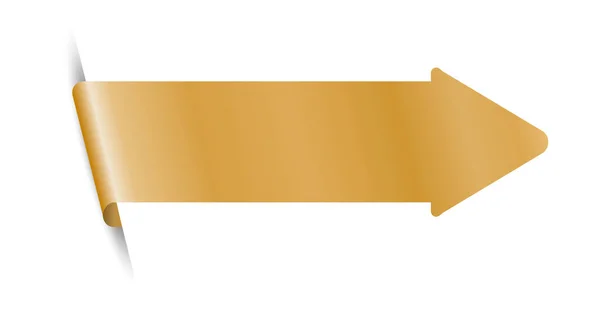 Simple Vector Illustration Gold Colored Arrow Label Bookmark Banner White —  Vetores de Stock