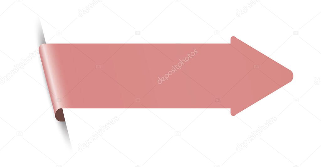 simple vector illustration of red colored arrow label bookmark banner on white background