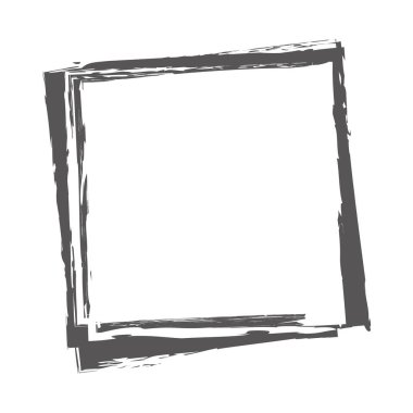 beyaz arkaplanda fırça boyalı mürekkep damgalı pankart çerçevesinin siyah renkli çizimi