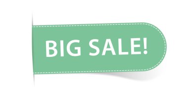 BIG SALE - vector green label banner on white background