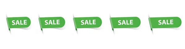 Sale Set Vector Illustrations Green Colored Label Banners White Background — Image vectorielle