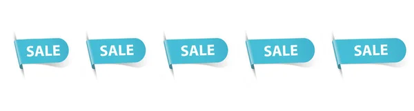 Sale Set Vector Illustrations Blue Colored Label Banners White Background — 스톡 벡터