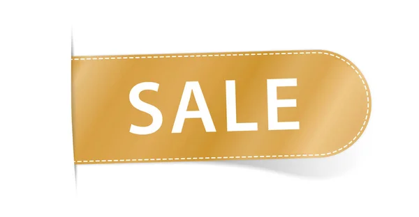 Sale Vector Gold Label Banner White Background — 스톡 벡터