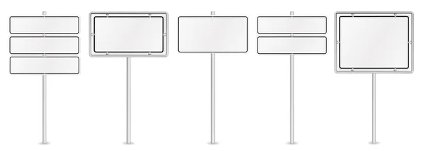 Vector Illustration White Road Sign Set Isolated White Background — Vector de stock