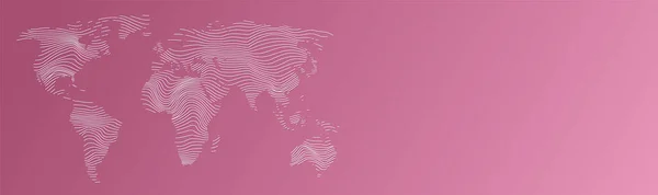 Vector Illustartion Striped World Map Pink Background — Vetor de Stock