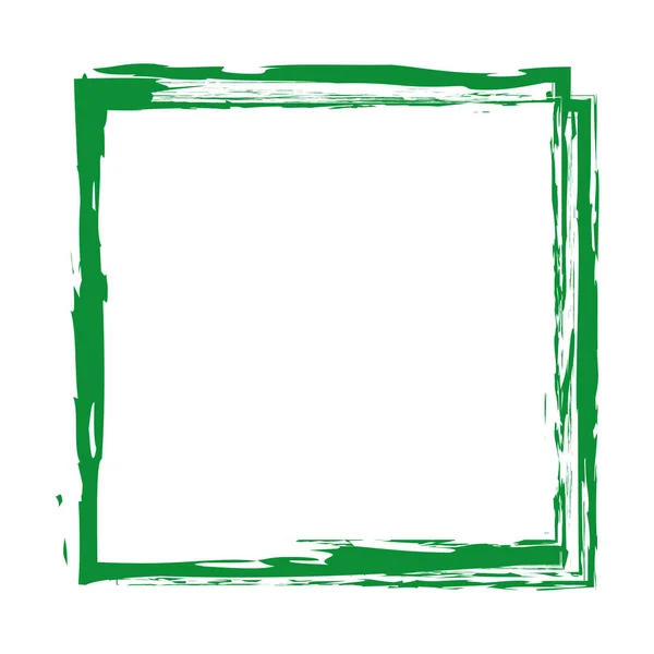 Grün Gefärbte Vektor Illustration Von Pinsel Gemalt Stempel Banner Rahmen — Stockvektor