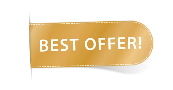 Best Offer Vector Gold Colored Label Banner White Background —  Vetores de Stock