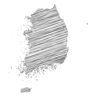 Güney Kore 'nin karalama haritasının vektör çizimi