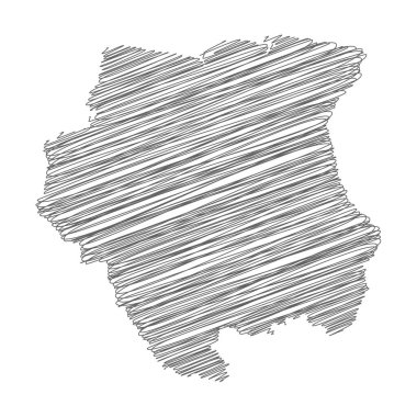 Surinam 'ın karalama haritasının vektör çizimi