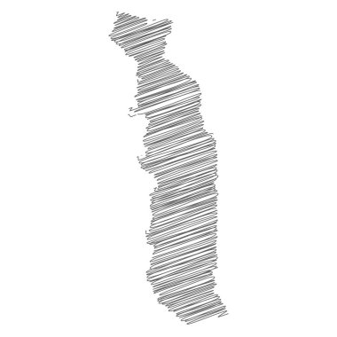 Togo 'nun karalama haritasının vektör çizimi