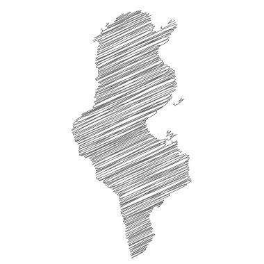 Tunus 'un karalama haritasının vektör çizimi