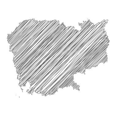 Kamboçya 'nın karalama haritasının vektör çizimi