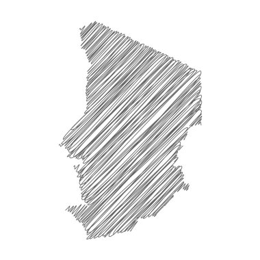 Chad 'in karalama haritasının vektör çizimi