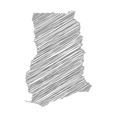 Gana 'nın karalama haritasının vektör çizimi