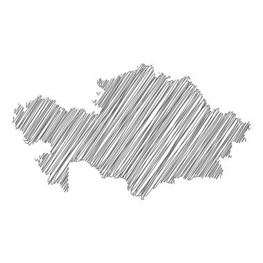 Kazakistan 'ın karalama haritasının vektör çizimi