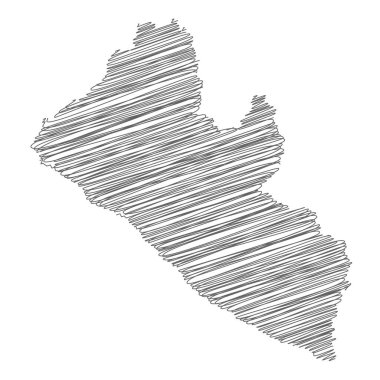 Liberya 'nın karalama haritasının vektör çizimi