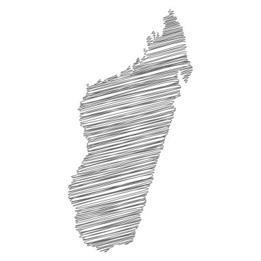 Madagaskar 'ın karalama haritasının vektör çizimi