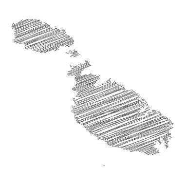 Malta 'nın karalama haritasının vektör çizimi