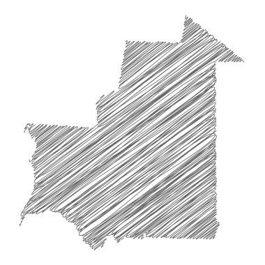 Moritanya 'nın karalama haritasının vektör çizimi