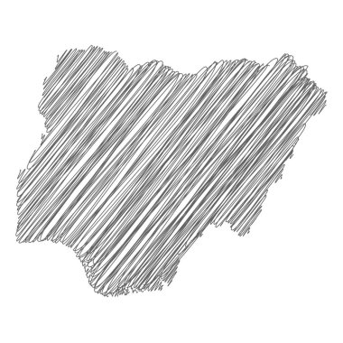 Nijerya 'nın karalama haritasının vektör çizimi