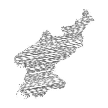 Kuzey Kore 'nin karalama haritasının vektör çizimi