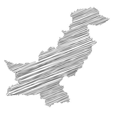 Pakistan 'ın karalama haritasının vektör çizimi