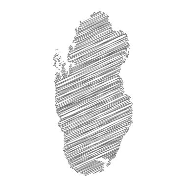 Katar 'ın karalama çizim haritasının vektör çizimi