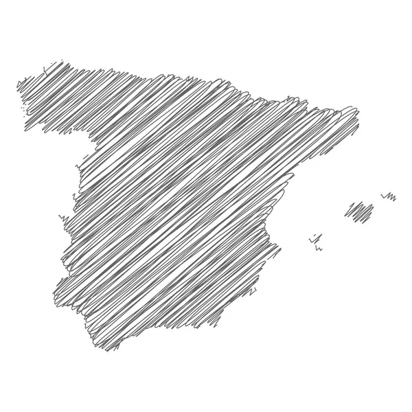 Διανυσματική Απεικόνιση Του Χάρτη Σχεδίασης Scribble Της Ισπανίας — Διανυσματικό Αρχείο