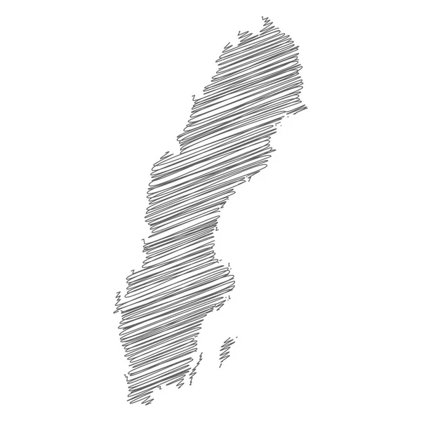 Vector Illustration Scribble Drawing Map Sweden —  Vetores de Stock
