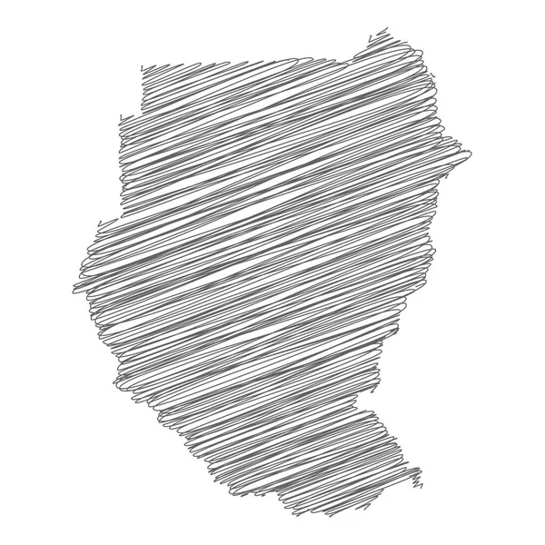 Vector Illustration Scribble Drawing Map Sudan — 图库矢量图片