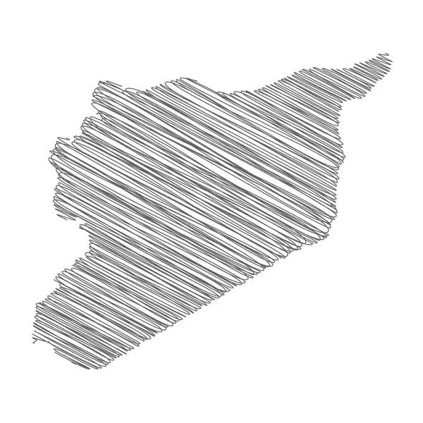 Vector Illustration Scribble Drawing Map Syria — Vettoriale Stock