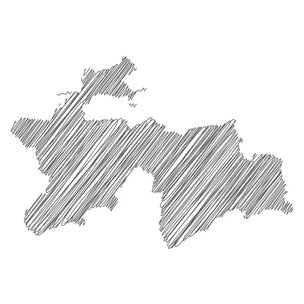 Vector Illustration Scribble Drawing Map Tajikistan — Stockvector