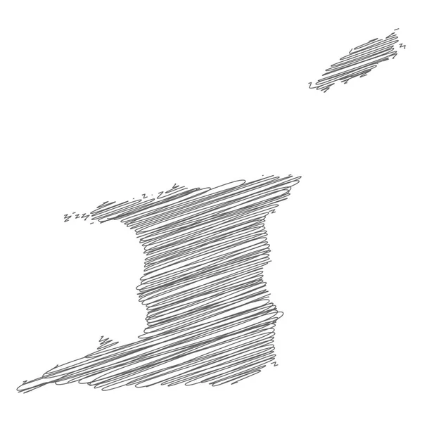 Trinidad ve Tobago 'nun karalama haritasının vektör çizimi