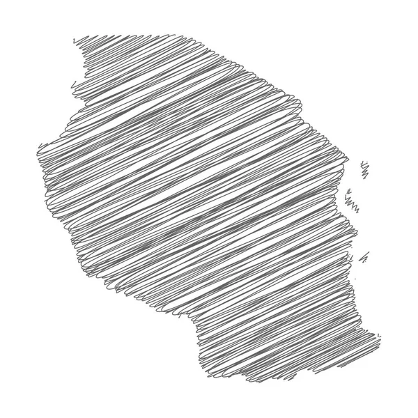 Vector Illustration Scribble Drawing Map Tanzania — Vettoriale Stock