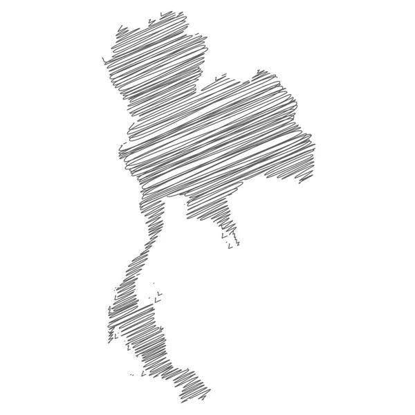 Vektorillustration Der Gekritzelten Landkarte Von Thailand — Stockvektor