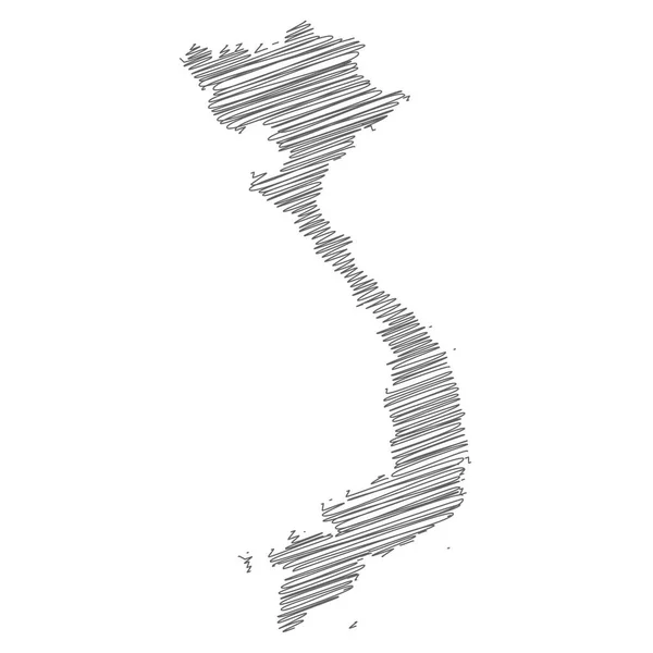 Vector Illustration Scribble Drawing Map Vietnam —  Vetores de Stock