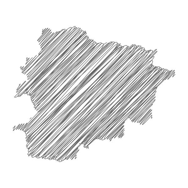 Vector Illustration Scribble Drawing Map Andorra — 图库矢量图片