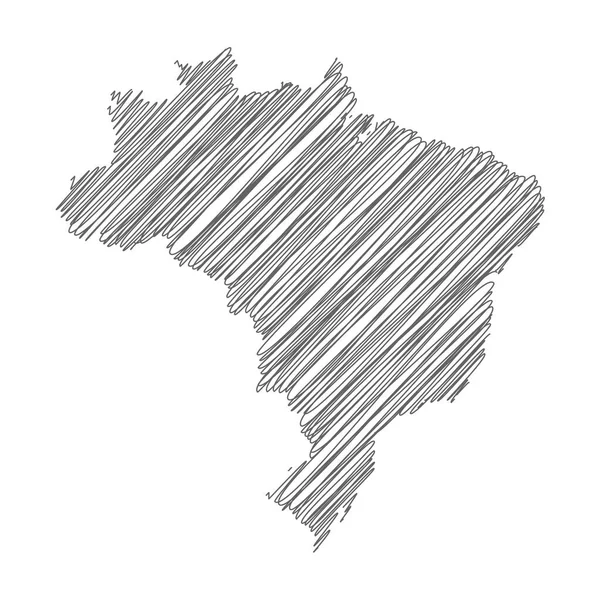 Brezilya Nın Karalama Haritasının Vektör Çizimi — Stok Vektör
