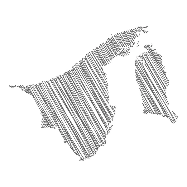 Brunei 'nin karalama haritasının vektör çizimi