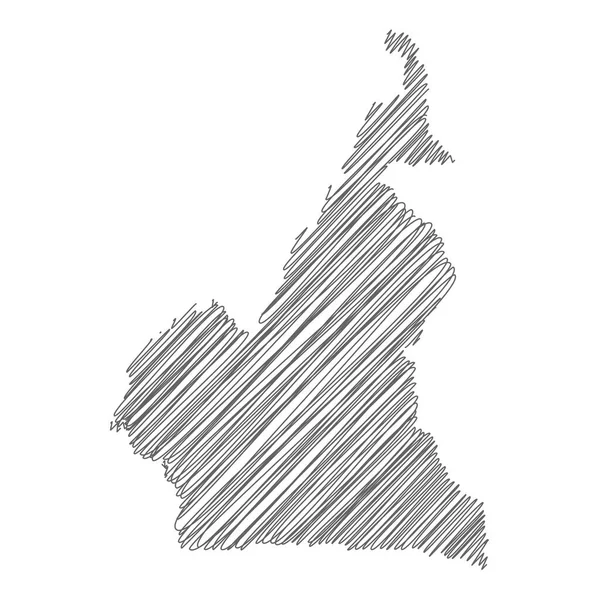 Vektorillustration Der Kritzelbaren Landkarte Von Kamerun — Stockvektor