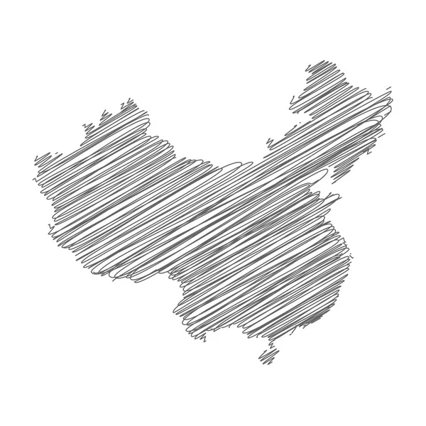 Ilustração Vetorial Scribble Desenho Mapa China — Vetor de Stock
